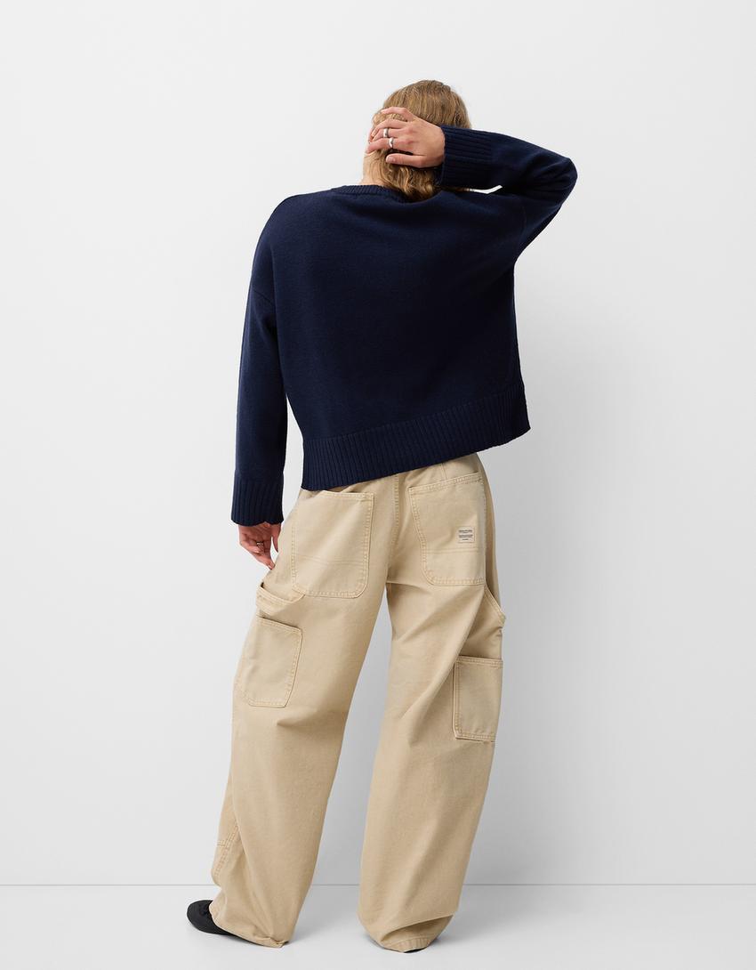 soft-touch sweater with round neckline