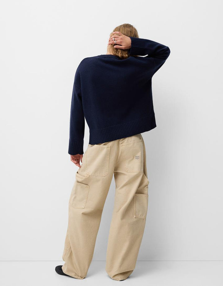 soft-touch sweater with round neckline