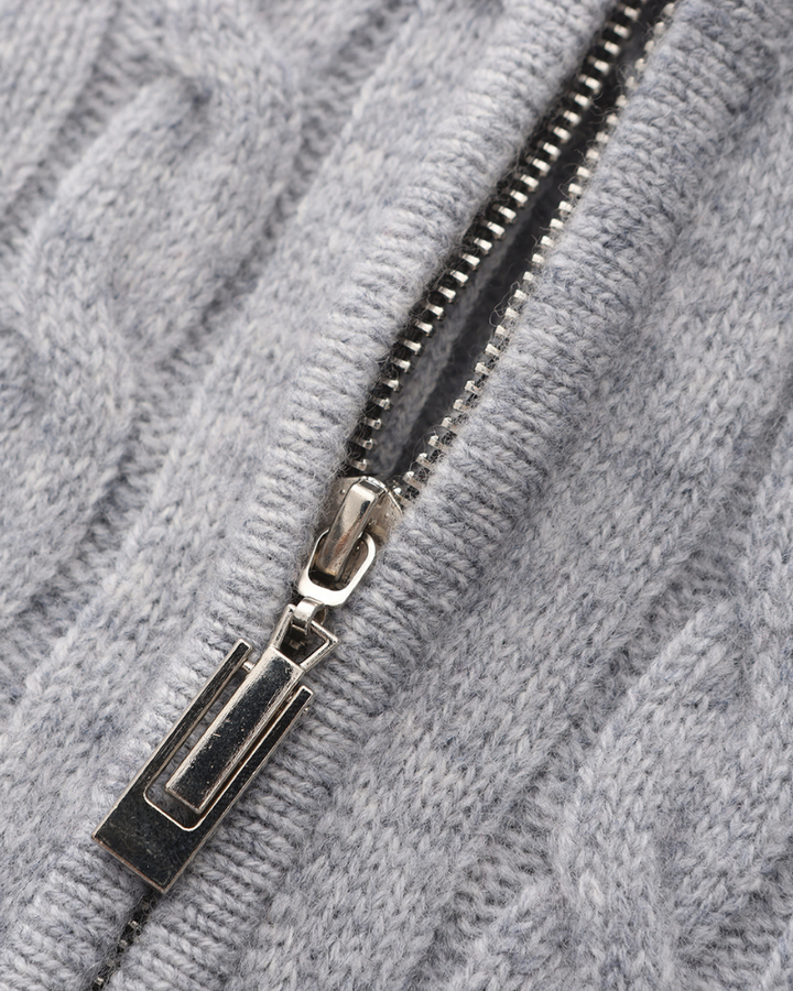 100% CASHMERE WOVEN HALF ZIP