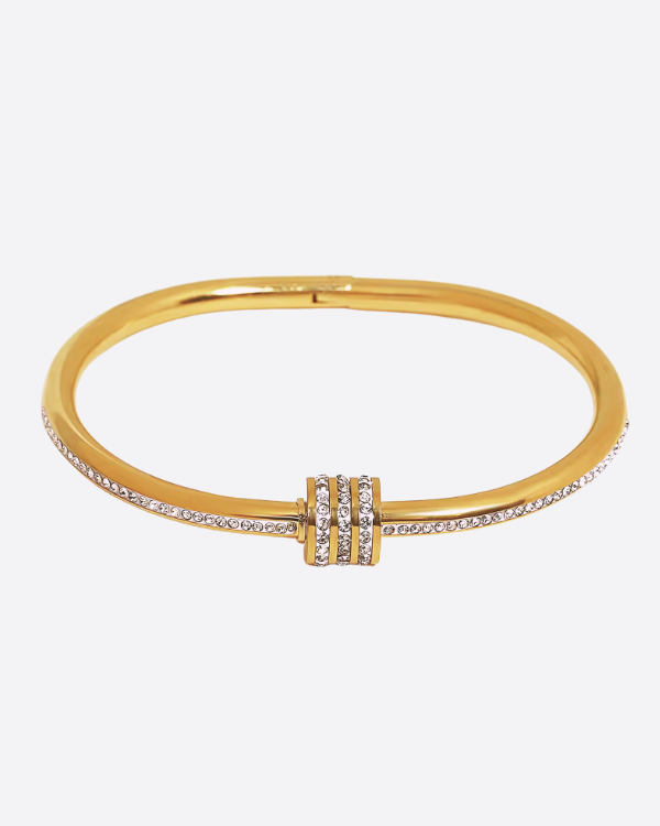 Golden Bracelet Encrusted with Zirconia