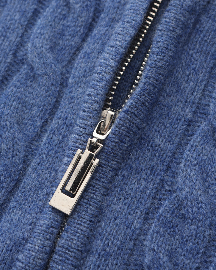 100% CASHMERE WOVEN HALF ZIP