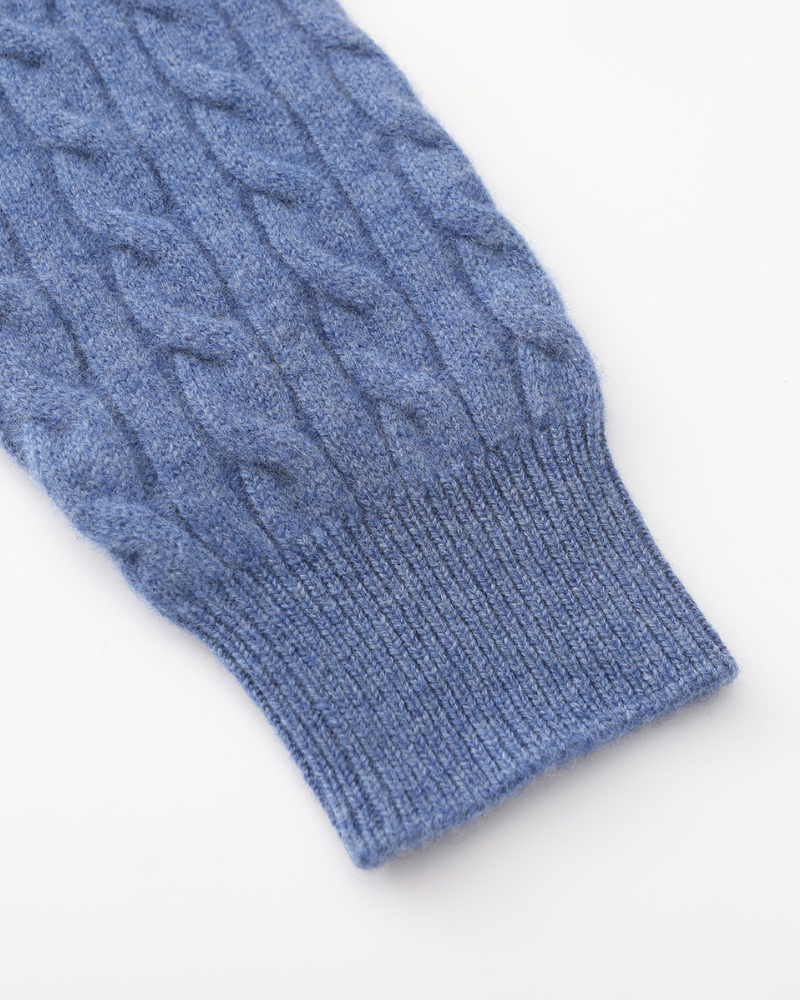 100% CASHMERE WOVEN HALF ZIP