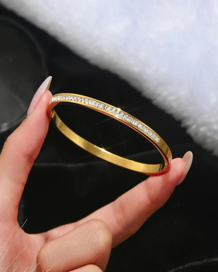 Golden Bangle Encrusted with Zirconia
